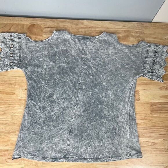 American Age, Bohemian Cold Shoulder Short Sleeve Top, Oversized Fit, Women’s XS - Picture 7 of 9